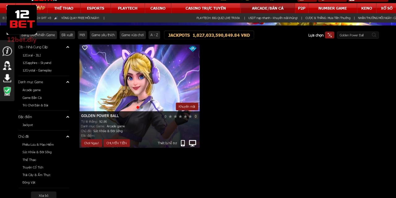 Golden Power Ball 12Bet - Nổ Hũ Bóng Đá Phiên Bản Hiện Đại 1 Golden Power Ball là trò chơi nổ hũ ấn tượng tại nhà cái 12Bet