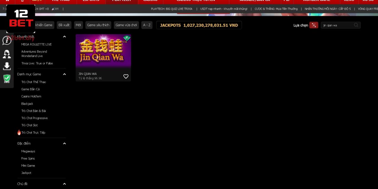 Jin Qian Wa 12Bet - Cơ Hội Ẵm Thưởng Lớn Về Túi Sau 5s 1 Jin Qian Wa gây ấn tượng với nhiều người chơi tại 12Bet